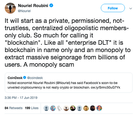 Nouriel Roubini skeptical on Libra