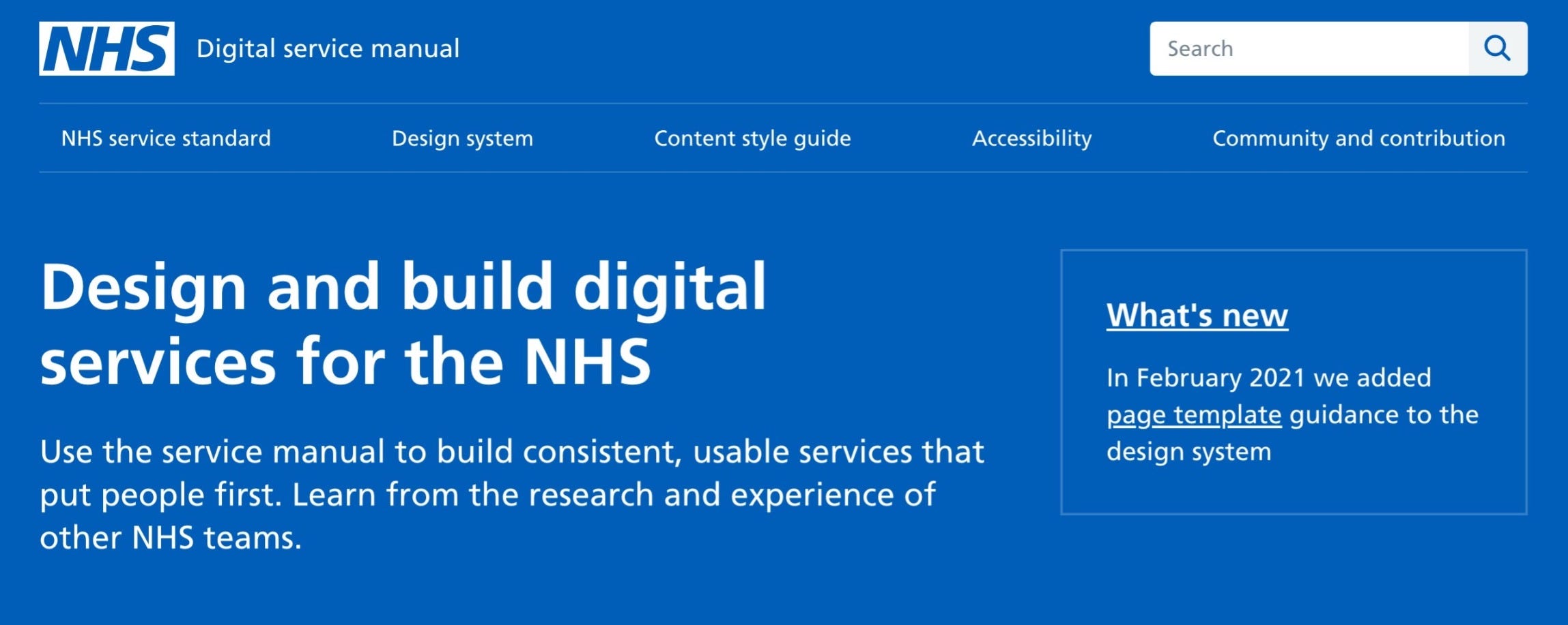 An image of the NHS design system library which can be accessed on https://service-manual.nhs.uk/