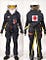 back and front photos of person in age simulation suit — gloves, helmet and lots of straps to inhibit movement