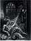An etching of Victor Frankenstein looking horrified at his monster