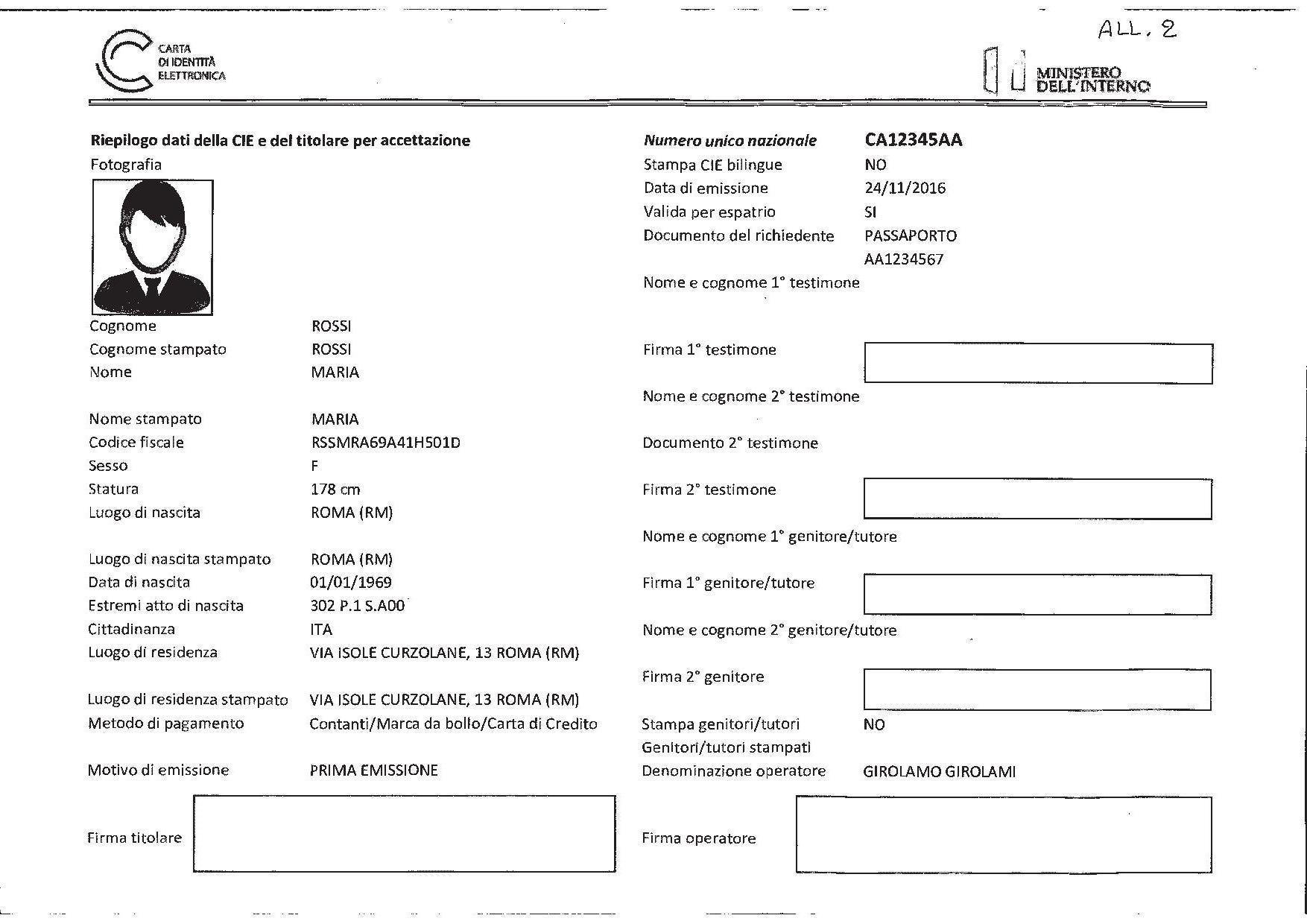 Ricevuta Richiesta Carta Identità Elettronica Autoscuola