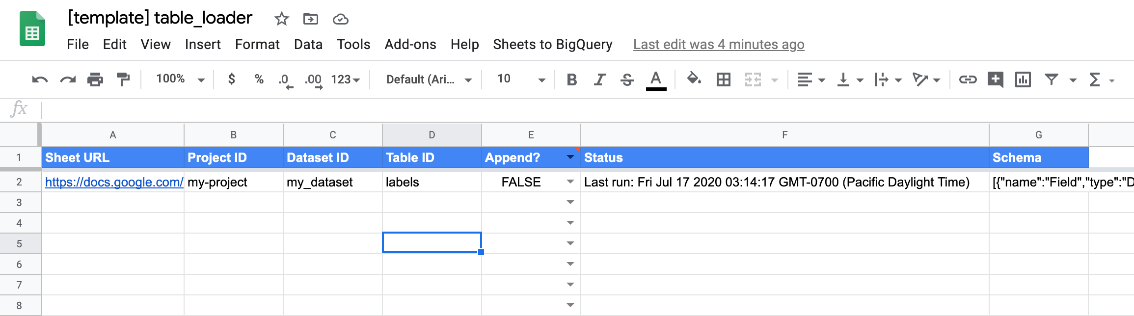 1click sync from Google Sheets to BigQuery Tables by Allen Day
