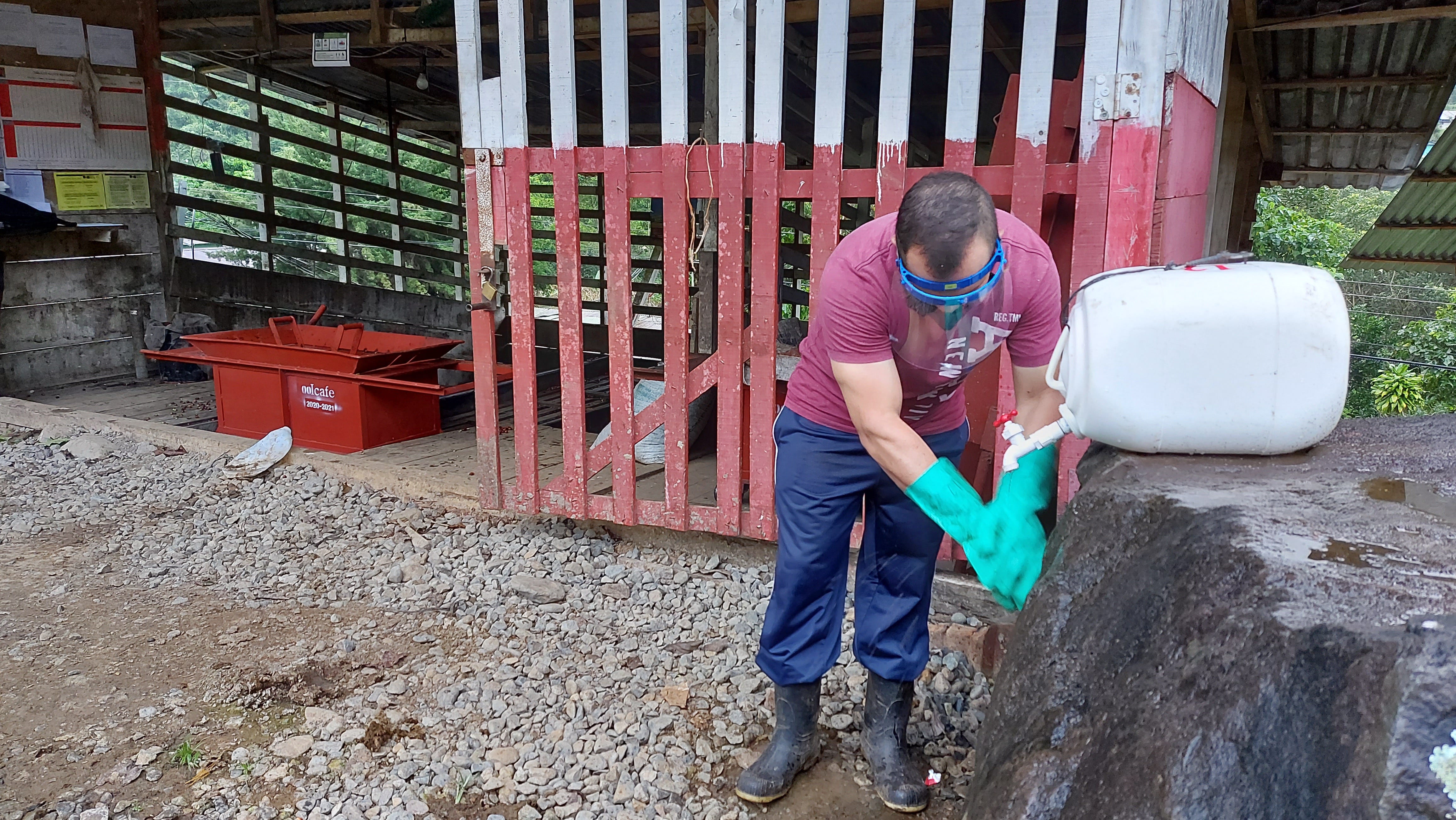 Portable handwashing station a coffee cherry drop off point 