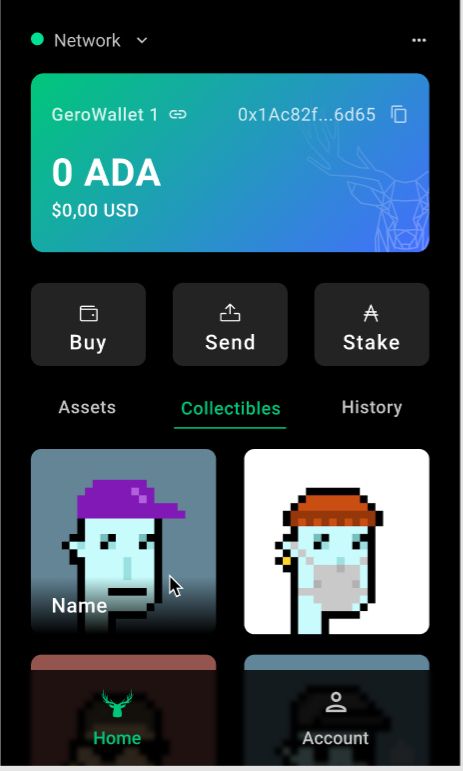 GeroWallet, NFT support display