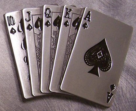 Metal playing cards, Royal Flush