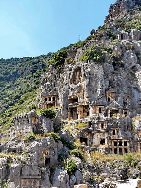 The cliff-tombs outside Myra