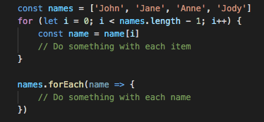 JavaScript forEach vs for loop