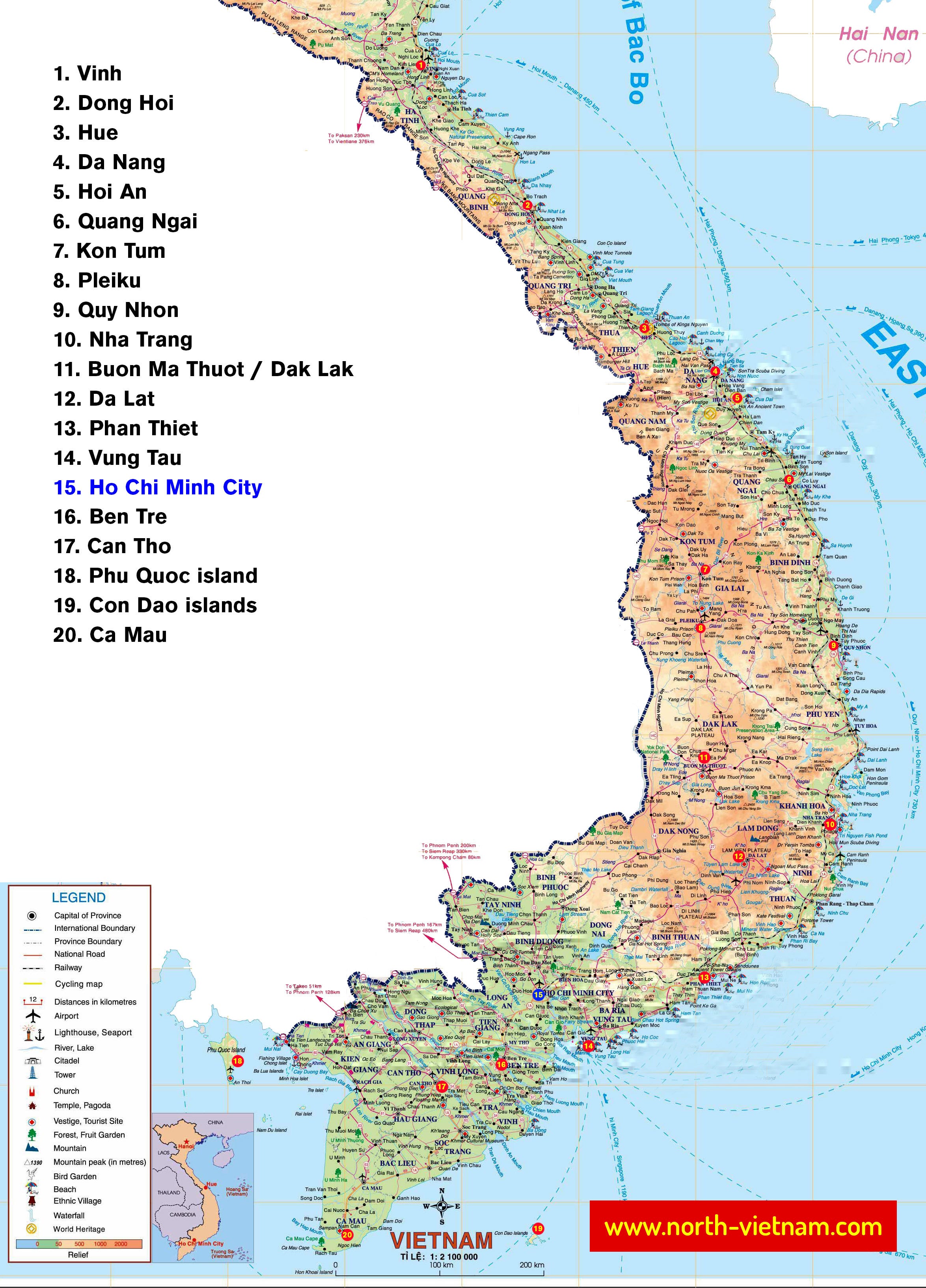 Travel Tourist Maps Of Vietnam North South Railway Medium