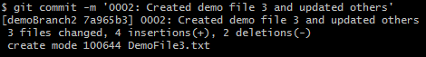 Screenshot of Git command to commit changes