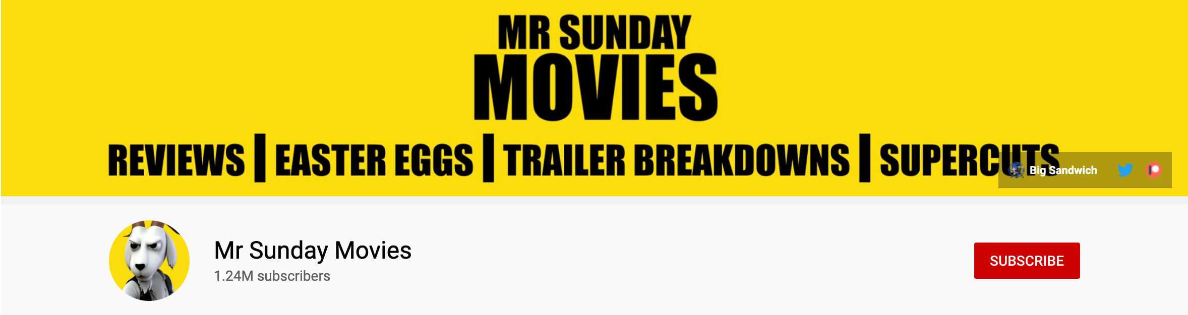 Mr Sunday Movies banner on YouTube