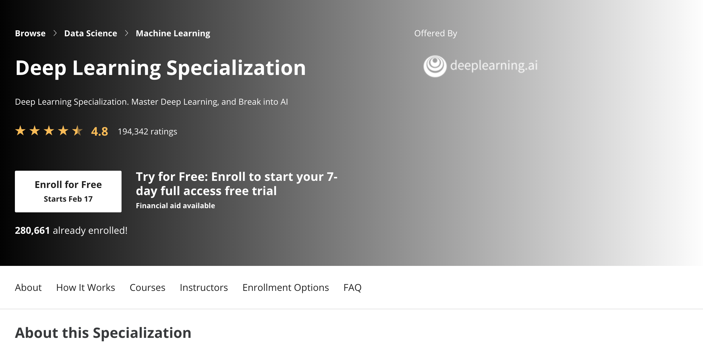 coursera specialization deep learning