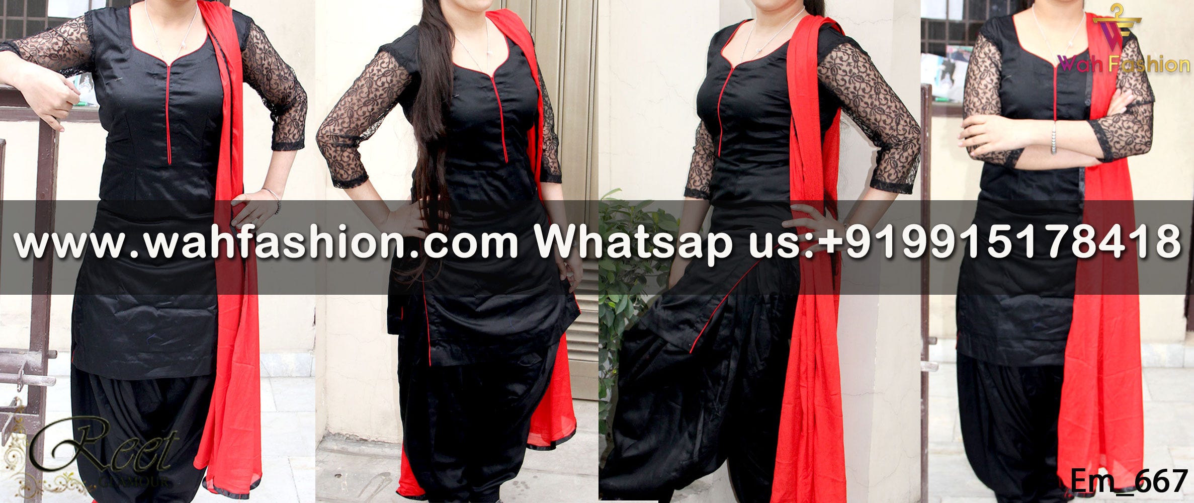 punjabi suit red and black combination