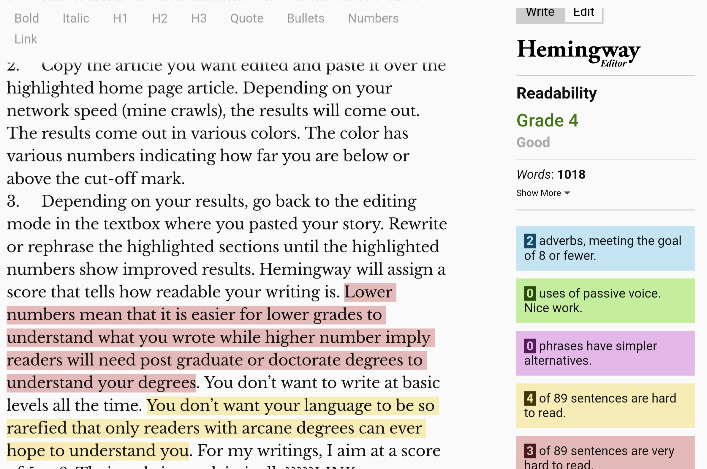 Using Hemingway editor to increase readability Muse 2 Muse
