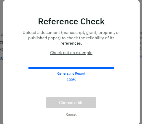 Referenz-Checker von scite — Hochladen eines Preprints, eines Manuskripts um die Verarbeitung von scite zu erhalten