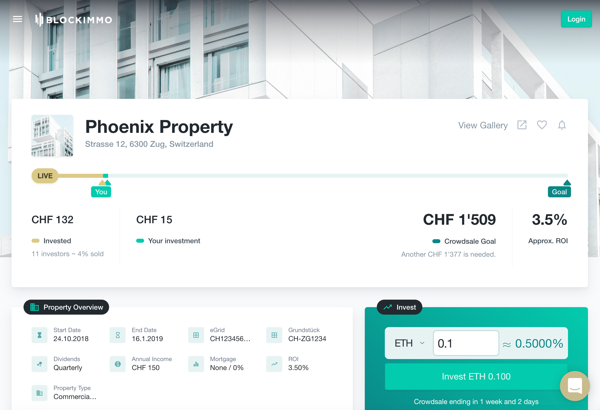 Invest in tokenized real estate today with blockimmo — Ethereum DApp