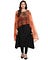 Crepe kurti in black with printed crafted in boat neck and sleeveless.