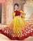 Georgette Yellow Anarkali Suits with embroidered floral Resham heavy thread work crafted with a Santoon pant in yellow.