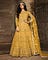 Embroidered Net Mustard Anarkali Suit with Santoon Lining. Beautified with Resham, Sequins and Cut Beads Work.