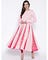 Foil Print Crafted Crepe Pink Kurta