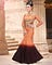 Embroidered Georgette Orange A-Line Suits crafted in square neck and full sleeve. Along with a santoon pant in orange.