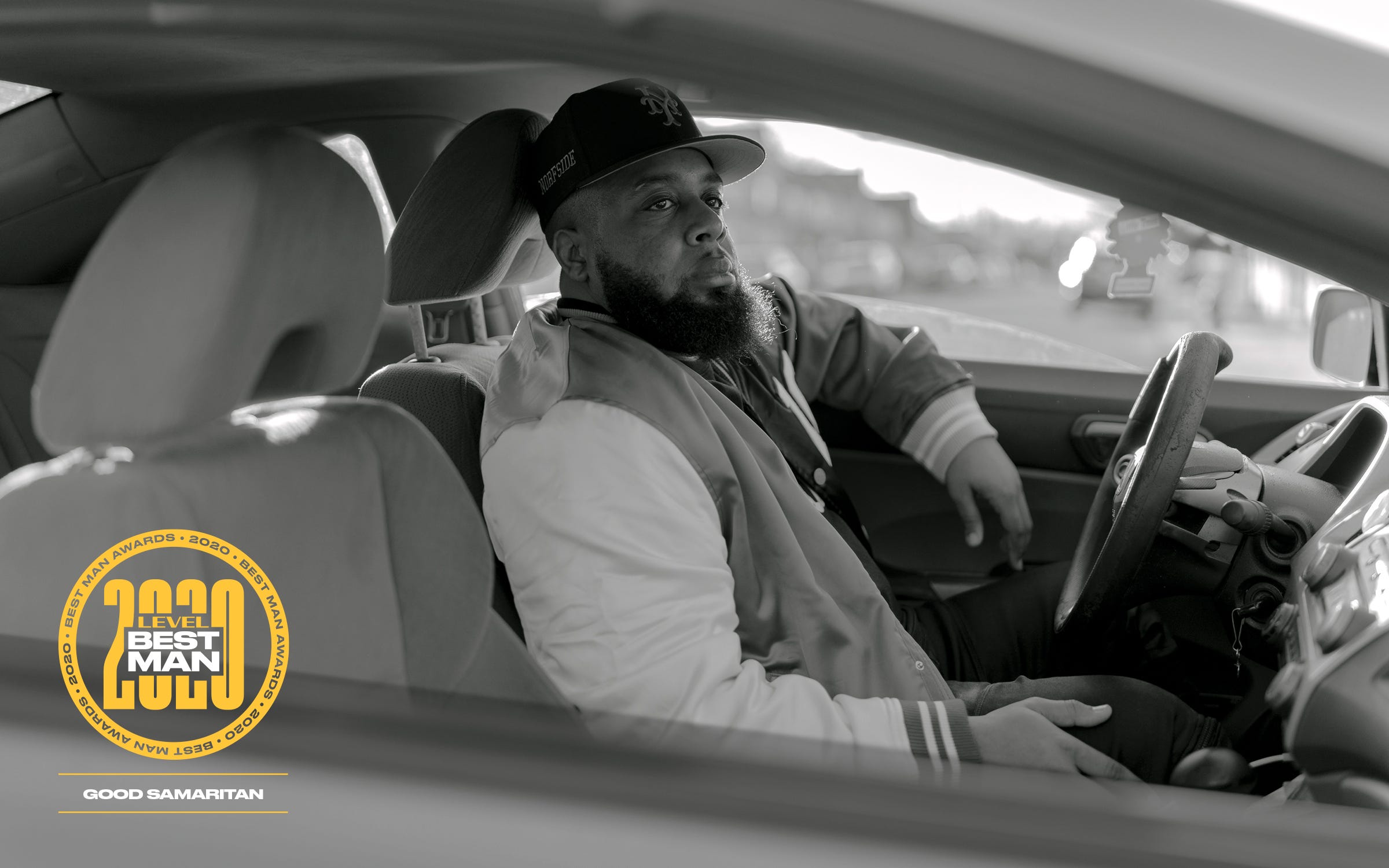 Anthony Herron Jr. in his car in St. Albans, Queens, New York on November 24, 2020.