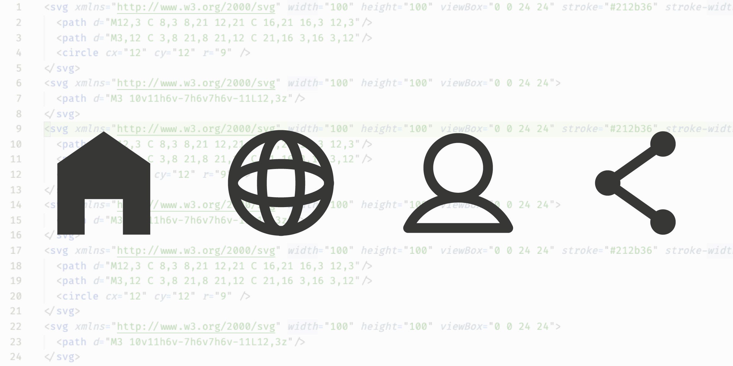 Code Simple Svg Icons Home Globe Profile Share By Chris Wilkinson Level Up Coding