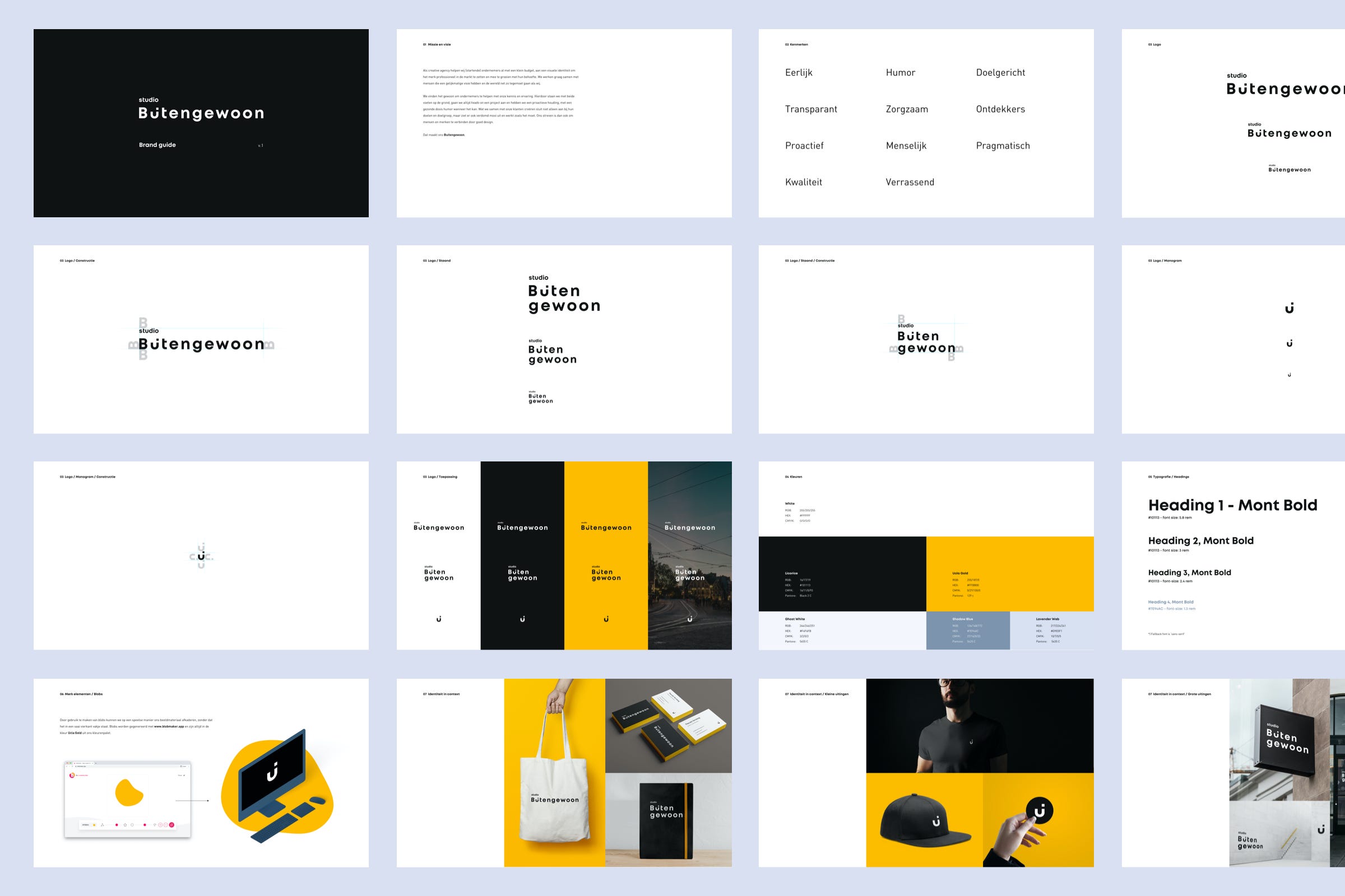 Overzicht van een brand guide.