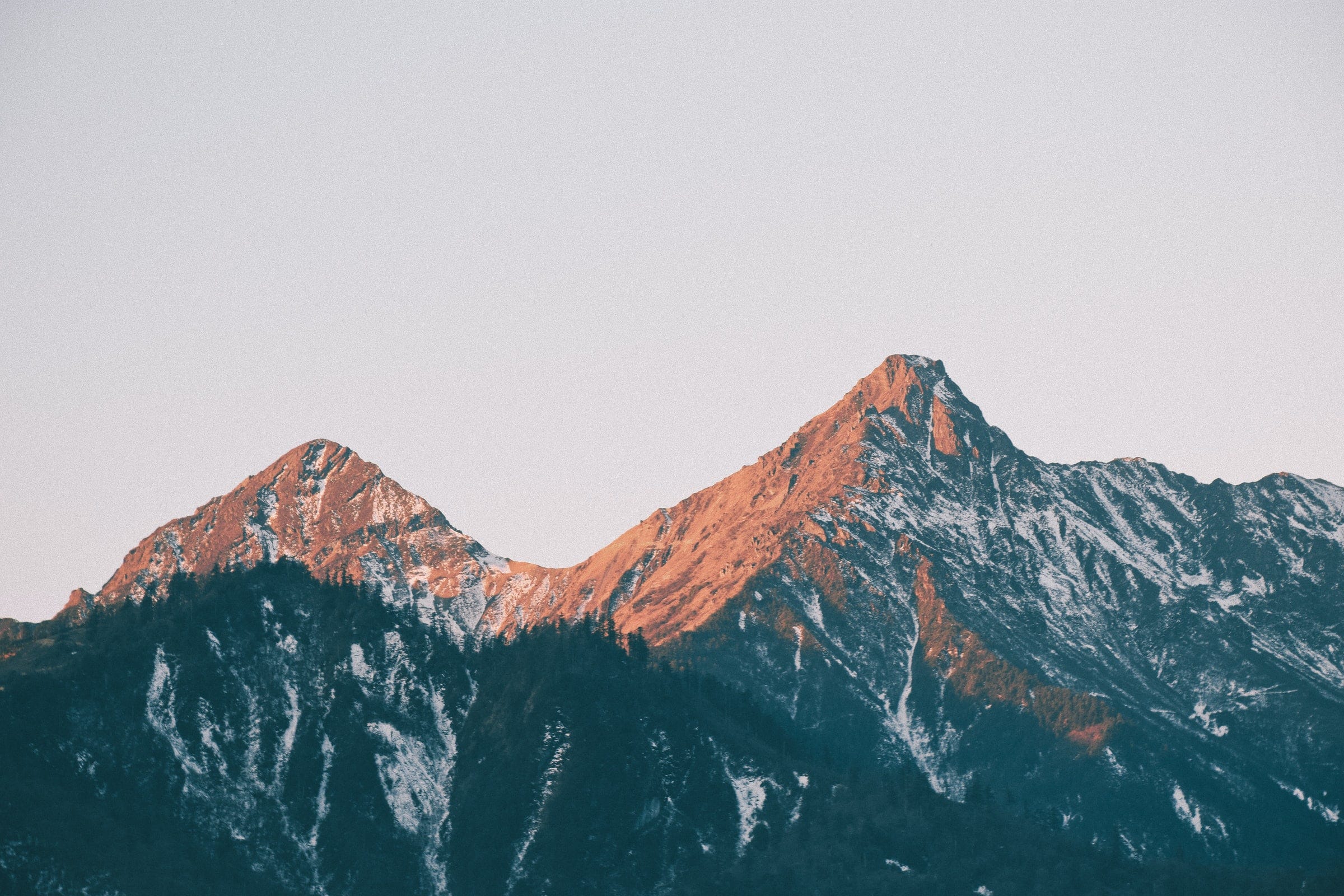 A mountain range with two peaks.