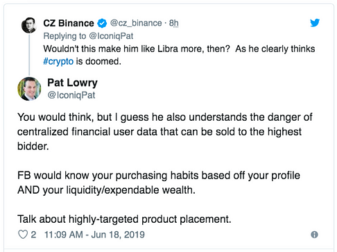 CZ Binance on Libra