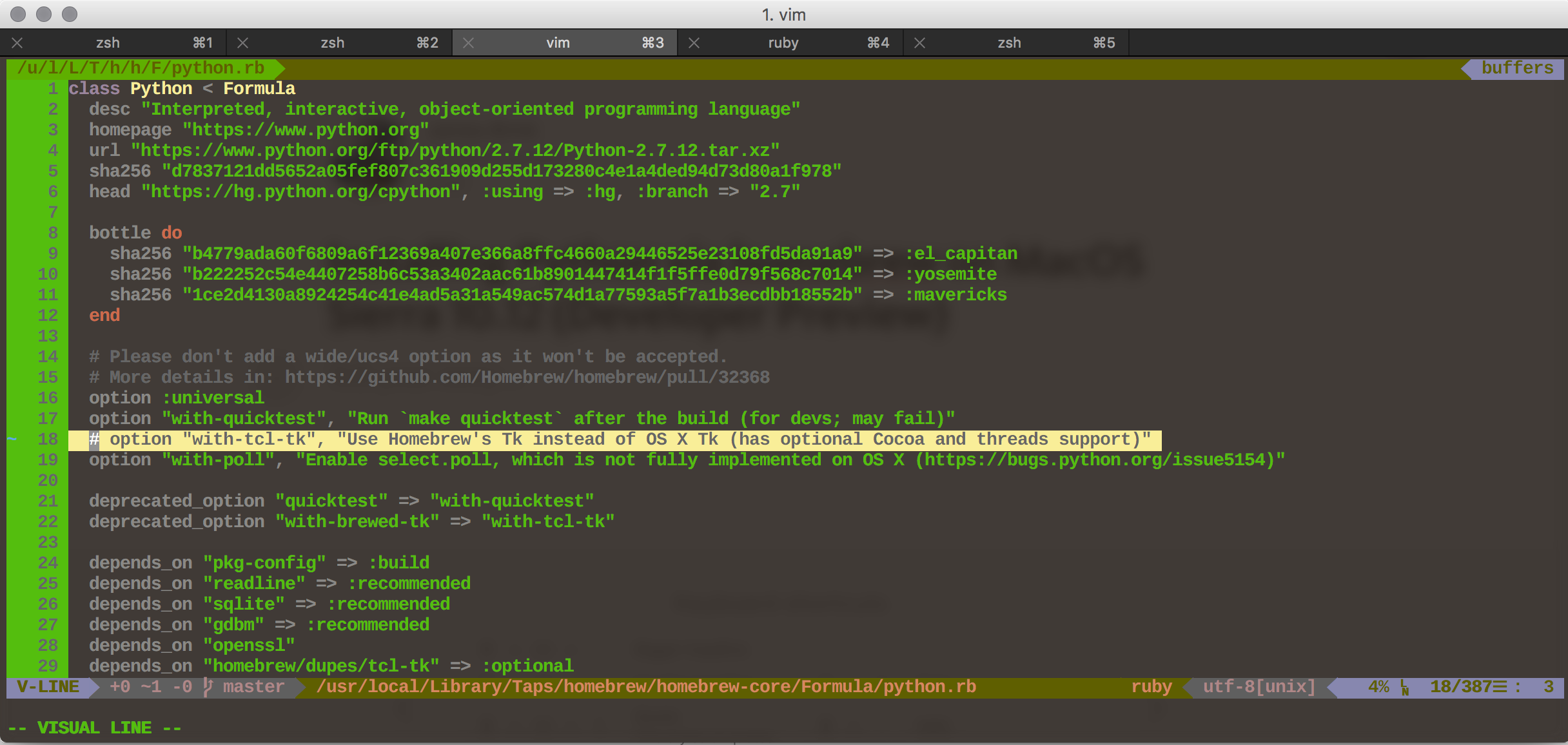 Install python via homebrew