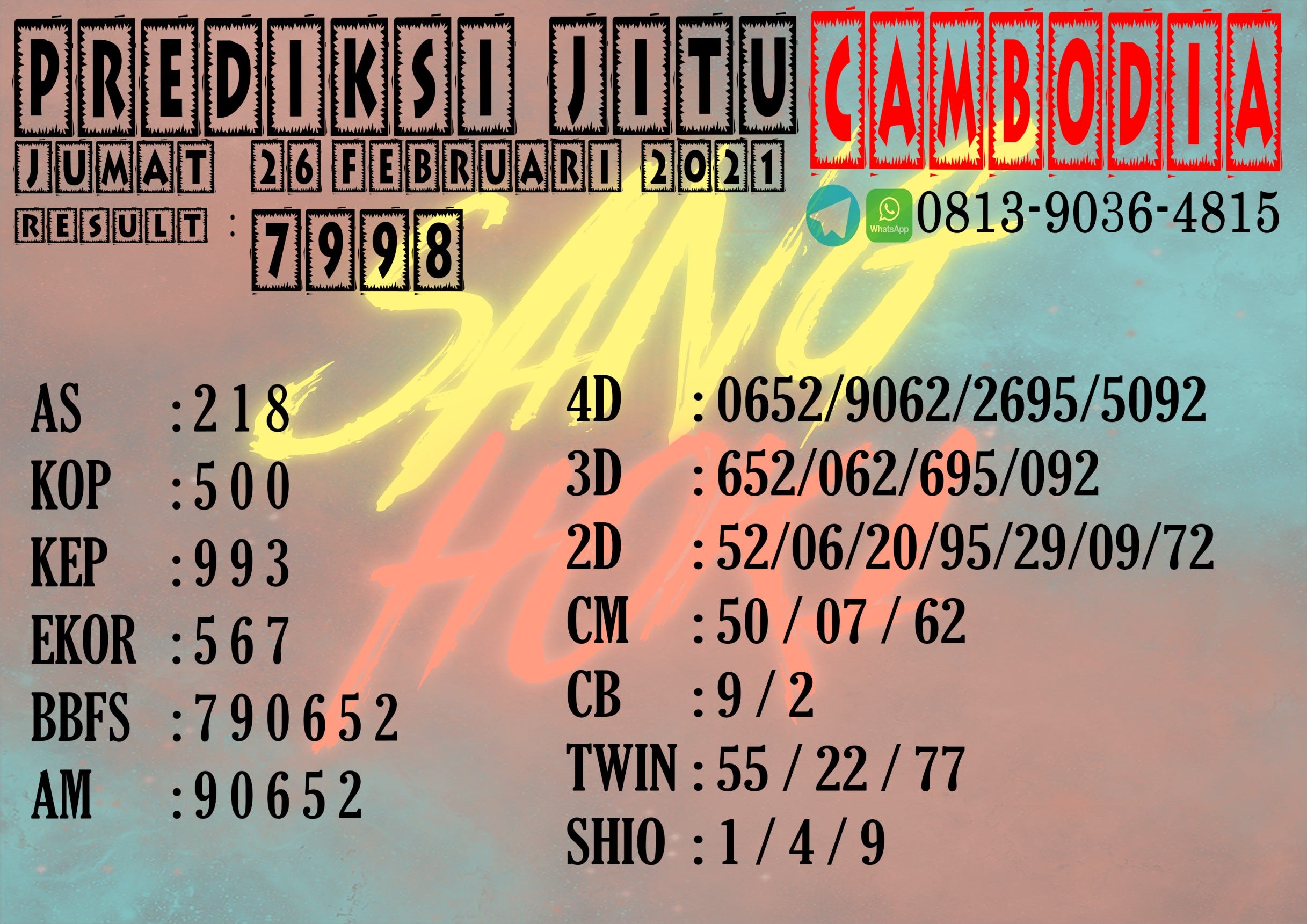 Prediksi Terjitu Tarikan Paito Cambodia Untuk Hari Kamis 18 Februari 2021 Untuk Kalian Yang Mau Kita Bagikan Angka Angka Jitu Boom Jp Ayo Join Member Kita Atau Bisa Hubungi Kita Di Wa Telegram