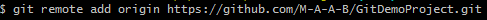 Screenshot of Git command to add remote origin to the local repository