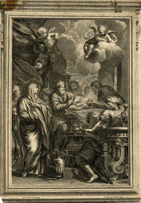Спиро, ФрансуаОбрезание Господне (1662).Гравюра выполнена с рисунка Чиро Ферри33,5×23,5 смБританский музей, Лондон Спиро, ФрансуаОбрезание Господне (1662).Гравюра выполнена с рисунка Чиро Ферри33,5×23,5 смБританский музей, Лондон