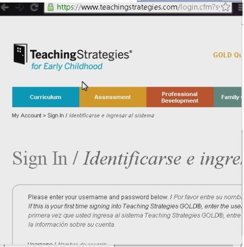 Teaching Strategies Gold Login