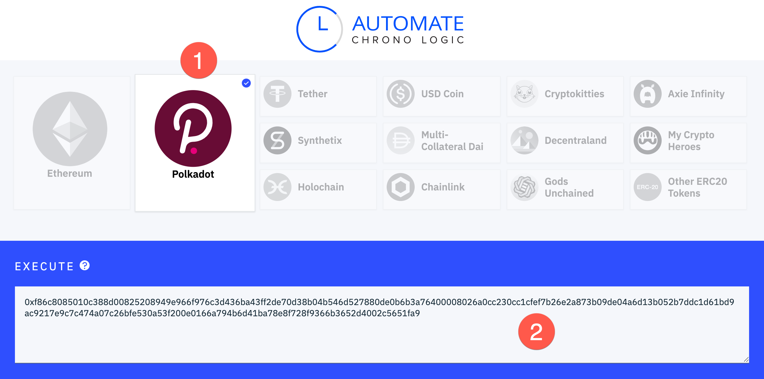 How to schedule Polkadot DOT transactions by ChronoLogic