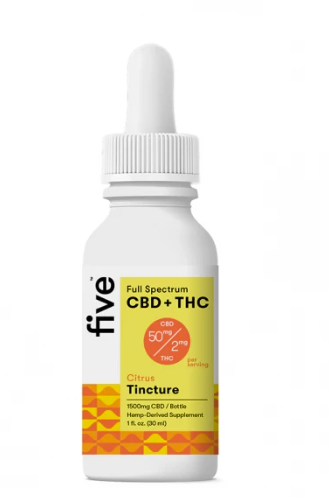 Five CBD citrus tincture with THC for sleep, relaxation and anxiety