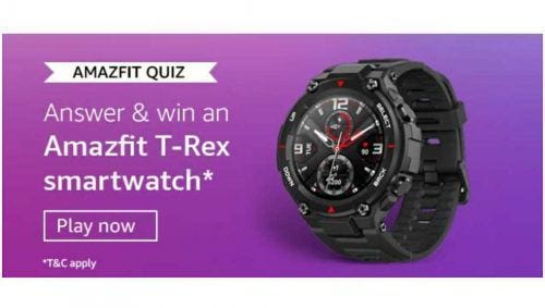 Amazon Amazefit Quiz Answers: Prize Amazefit T Rex Smartwatch — Tech  Generation | by Sagar Mukadam | Medium