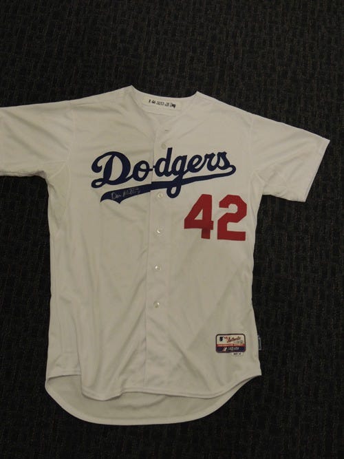 Jackie Robinson Day autographed jerseys up for bidding | by Jon Weisman |  Dodger Insider