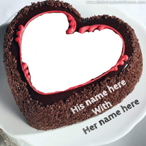 Chocolate Heart Shape Happy Anniversary Cake With Name And Put The