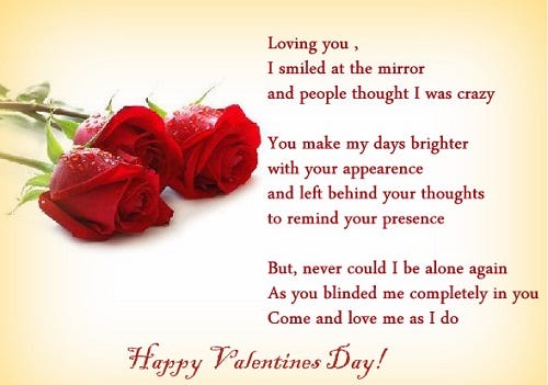 Verses for him valentines Valentines Day