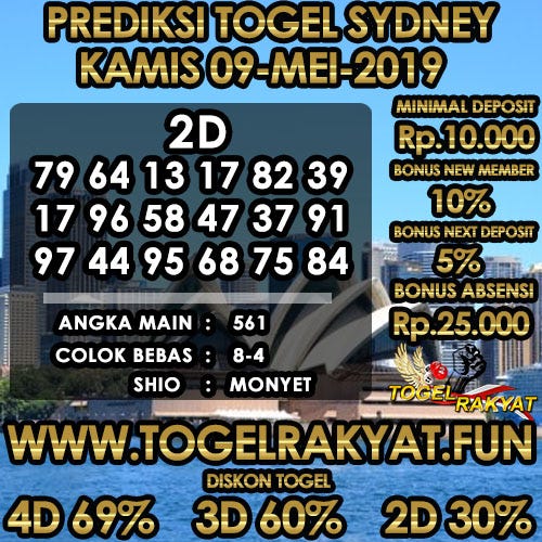 Togelrakyat Store
, Prediksi Angka Keramat Sydney Kamis 09 Mei 2019 By Media Rakyat Medium