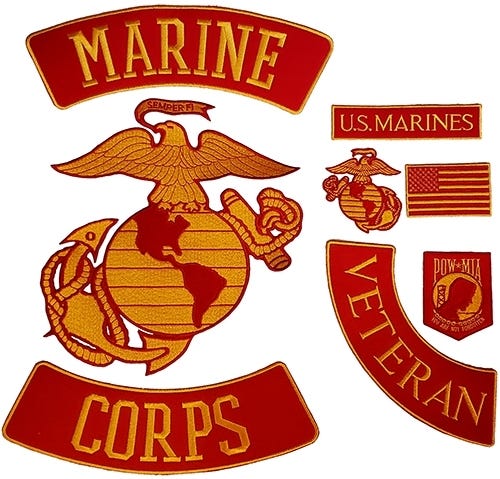 USMC Marine Corps Back Patch Set 8 Piece Biker Eagle Globe Anchor w Rockers  Gold | by SurvivorsEdge.com | Medium