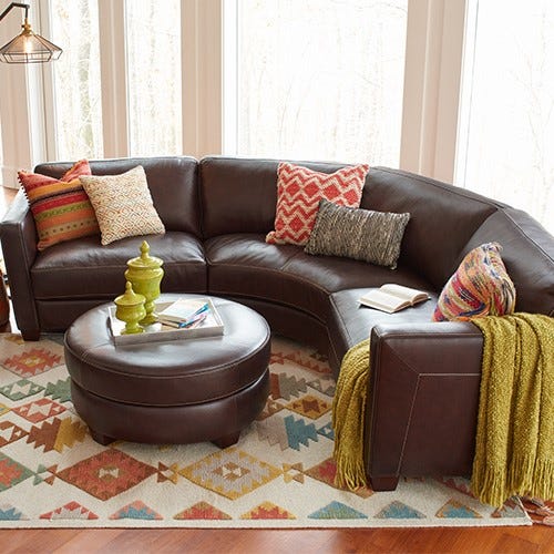 Curved Leather Sectional By La Z Boy By La Z Boy Seattle Medium
