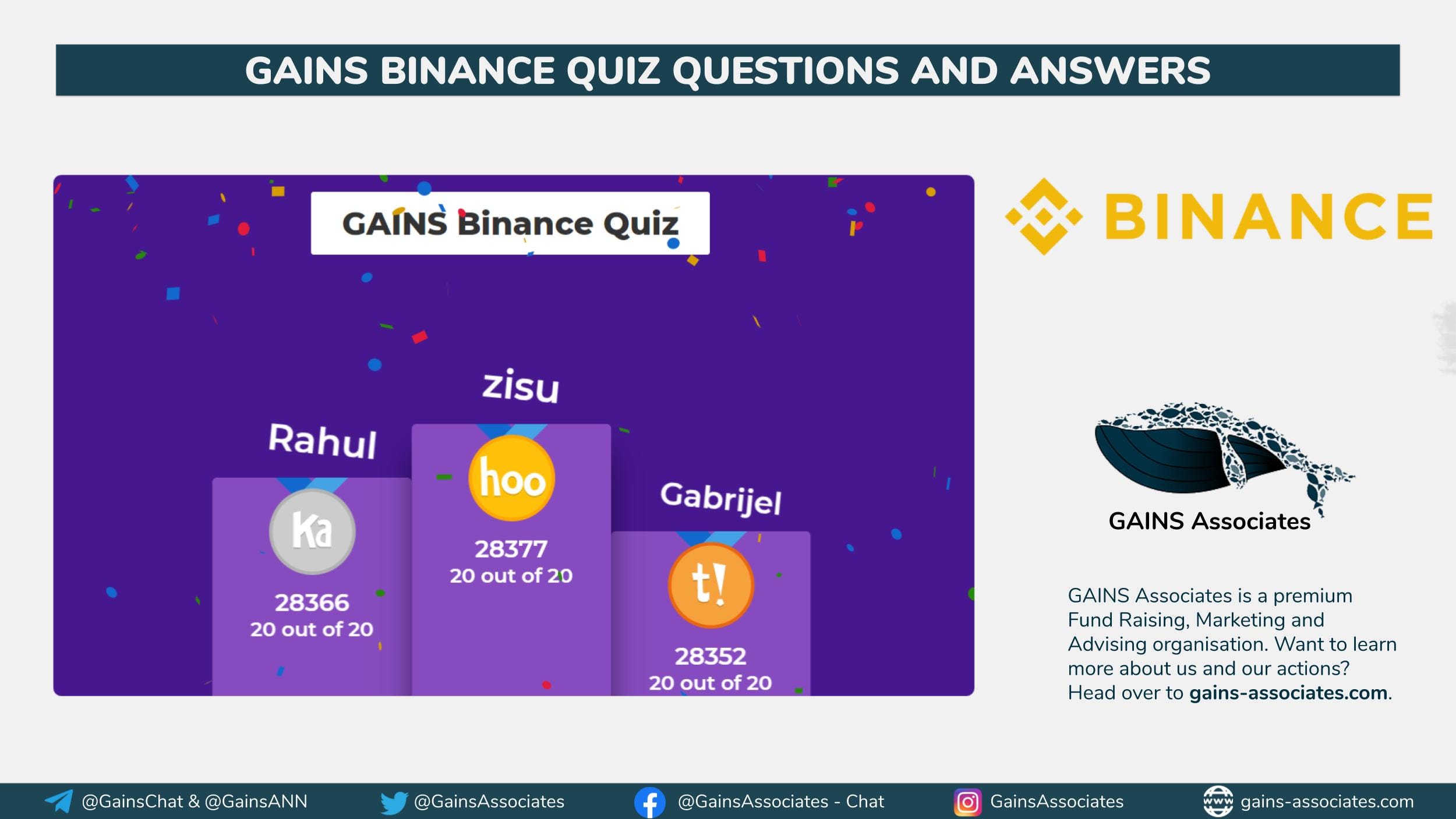 GAINS Binance Quiz April 2020. How well do you know the ...