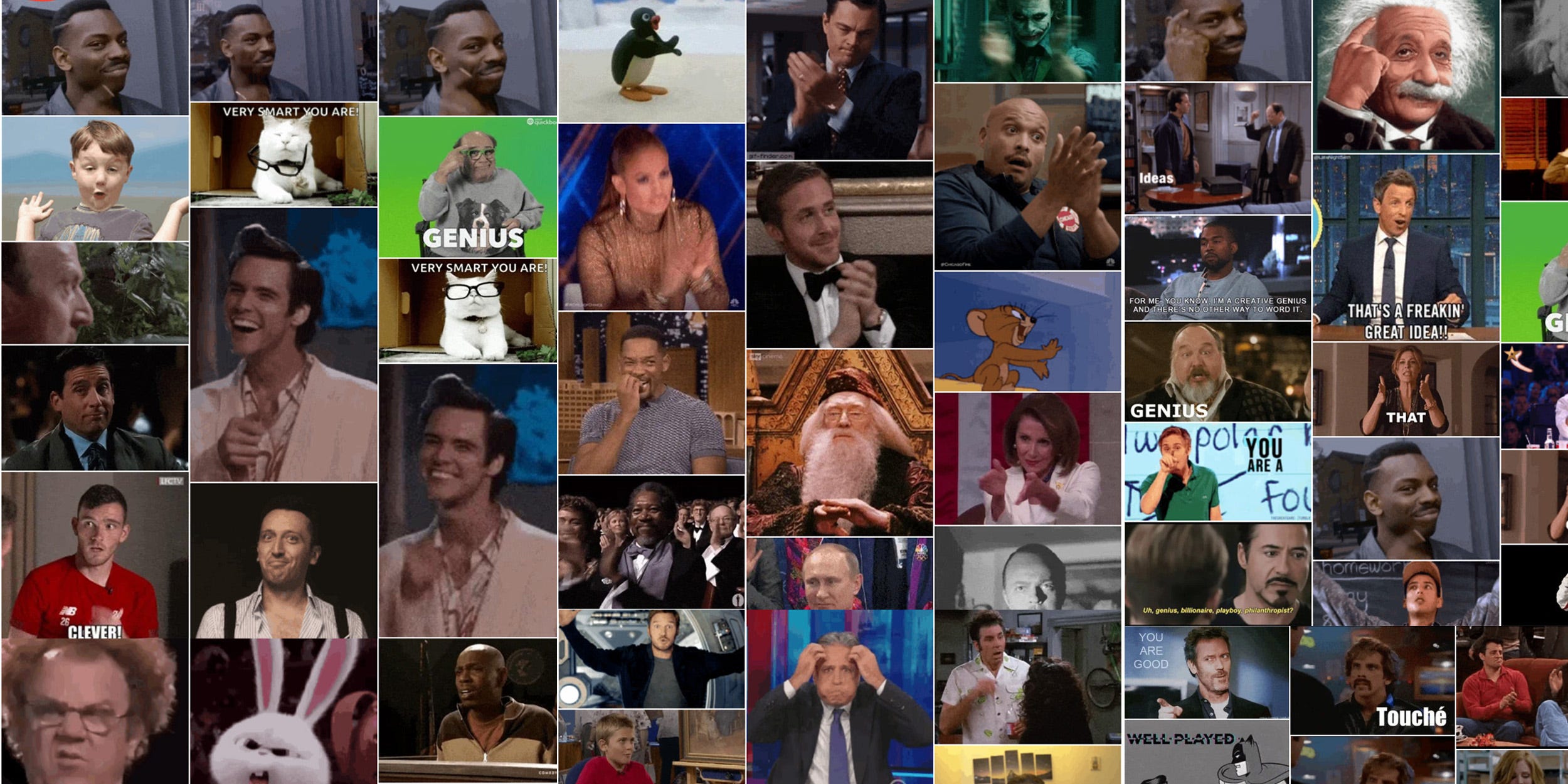 Screenshots of the gif options offered on Facebook