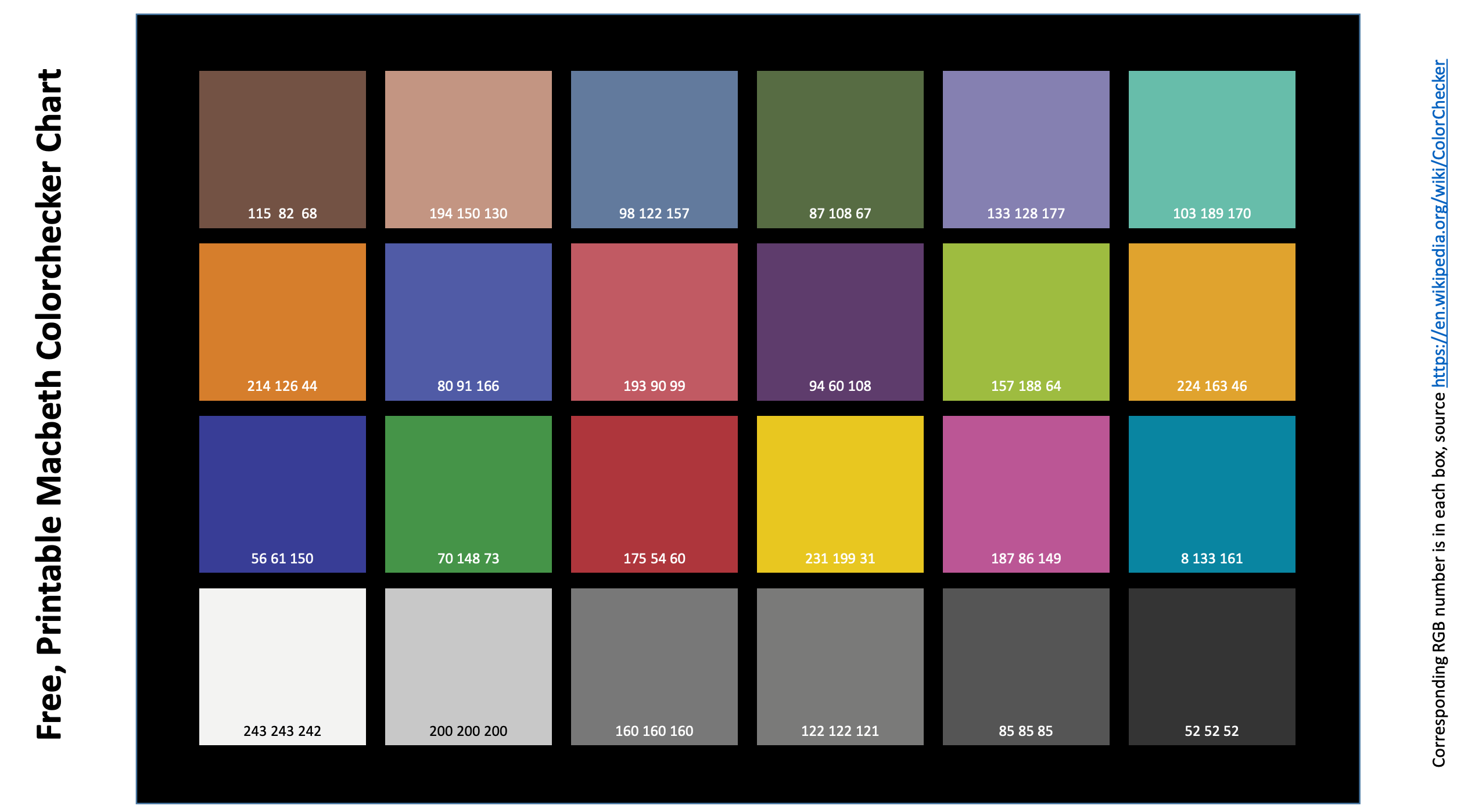 Gretagmacbeth Colorchecker Color Rendition Chart