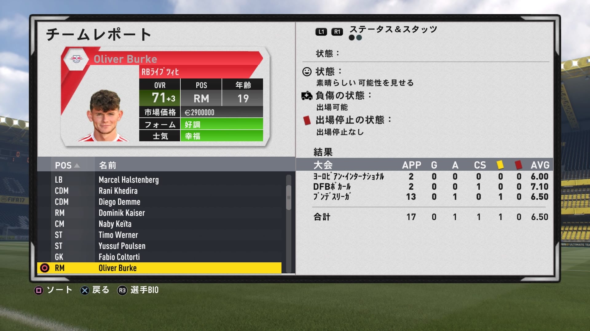 Fifa17 キャリアモードrbライプツィヒの主要選手紹介 随時更新 By 佐藤健太 Medium