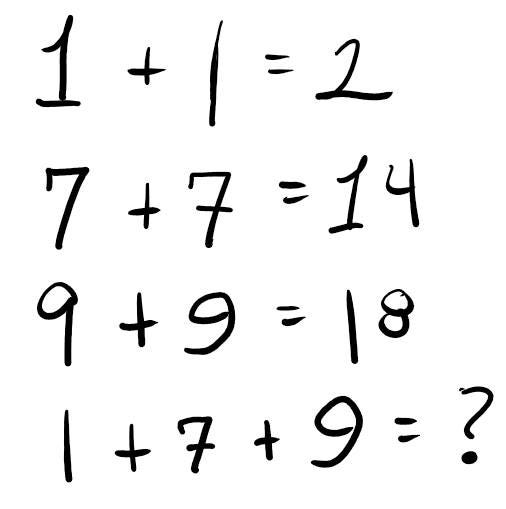 Some simple arithmetic equations.