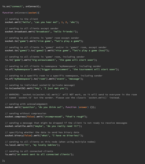 socket.io cheatsheet