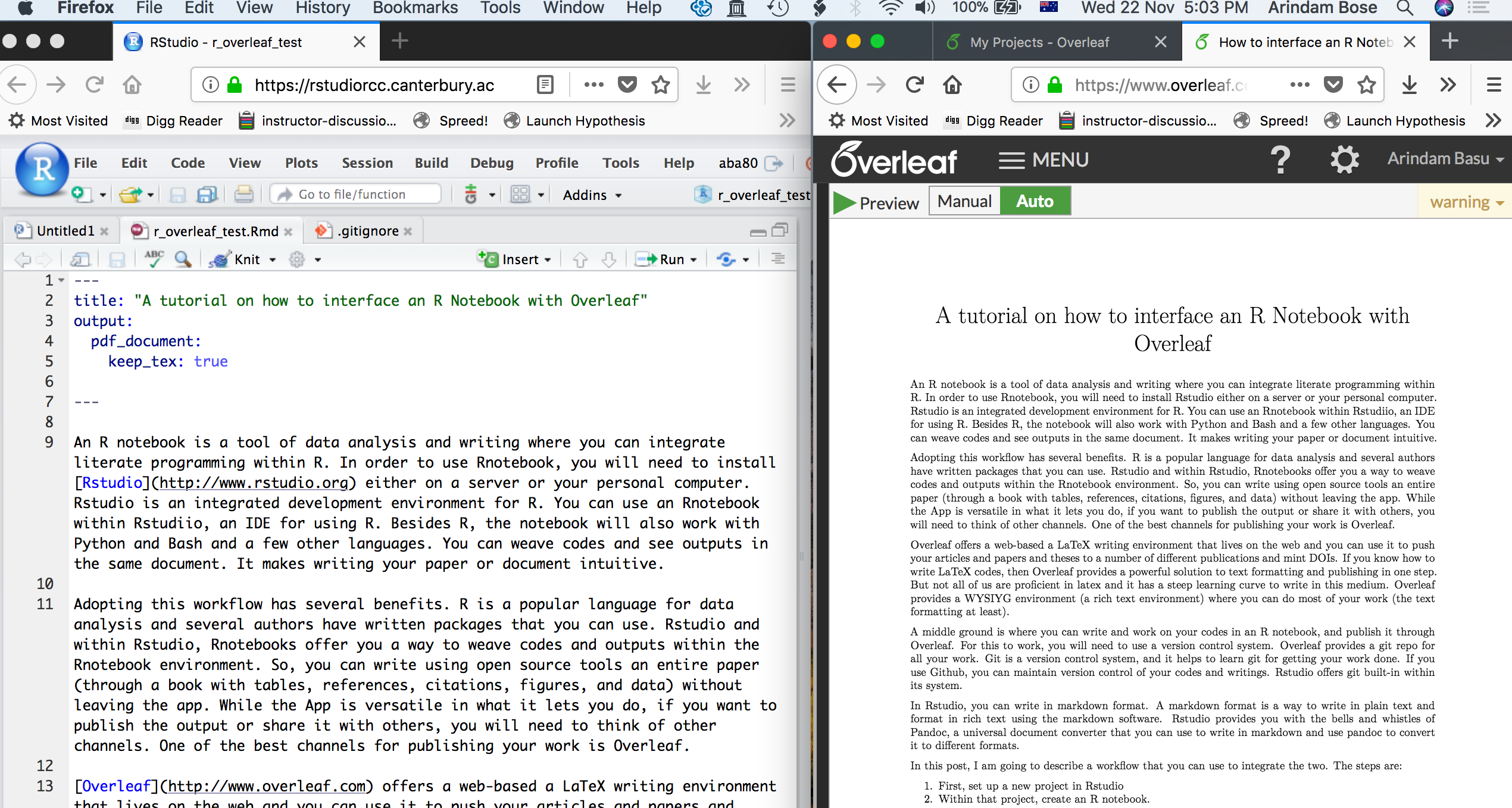 A tutorial on how to interface an R Notebook with Overleaf | by Arindam  Basu | Medium